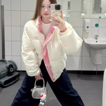 2025羽绒棉服女宽松bf风短款情侣装冬季小众设计感立领加厚棉衣