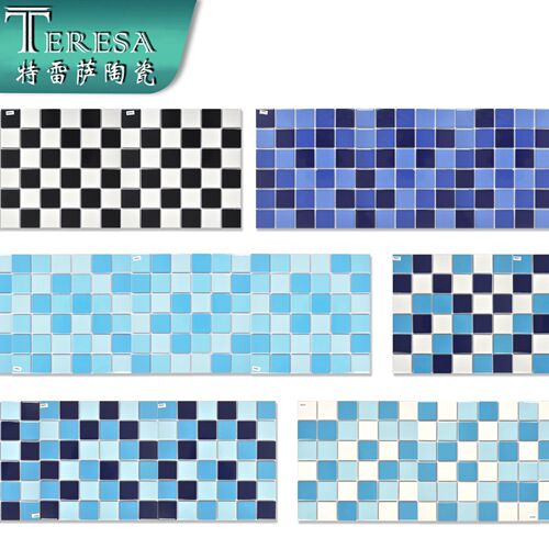 Wholesale blue ceramic swimming pool mosaic particles boutique hotel swimming pool water pool hot spring tiles mosaic