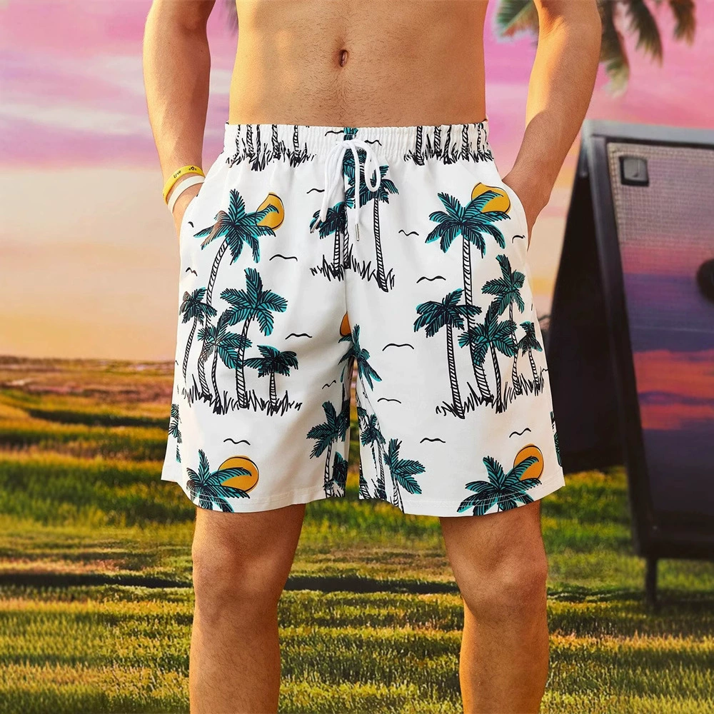 Пляжные брюки Мужские шорты большого размера Пляжные брюки свободные шнурки Гавайи пять пляжные брюки летние POD на заказ