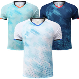 Men's and Women's Same Style Badminton Suit Competition Suit Sports Jacket Printed Training Suit Leisure Sports Short Sleeve Cross-border