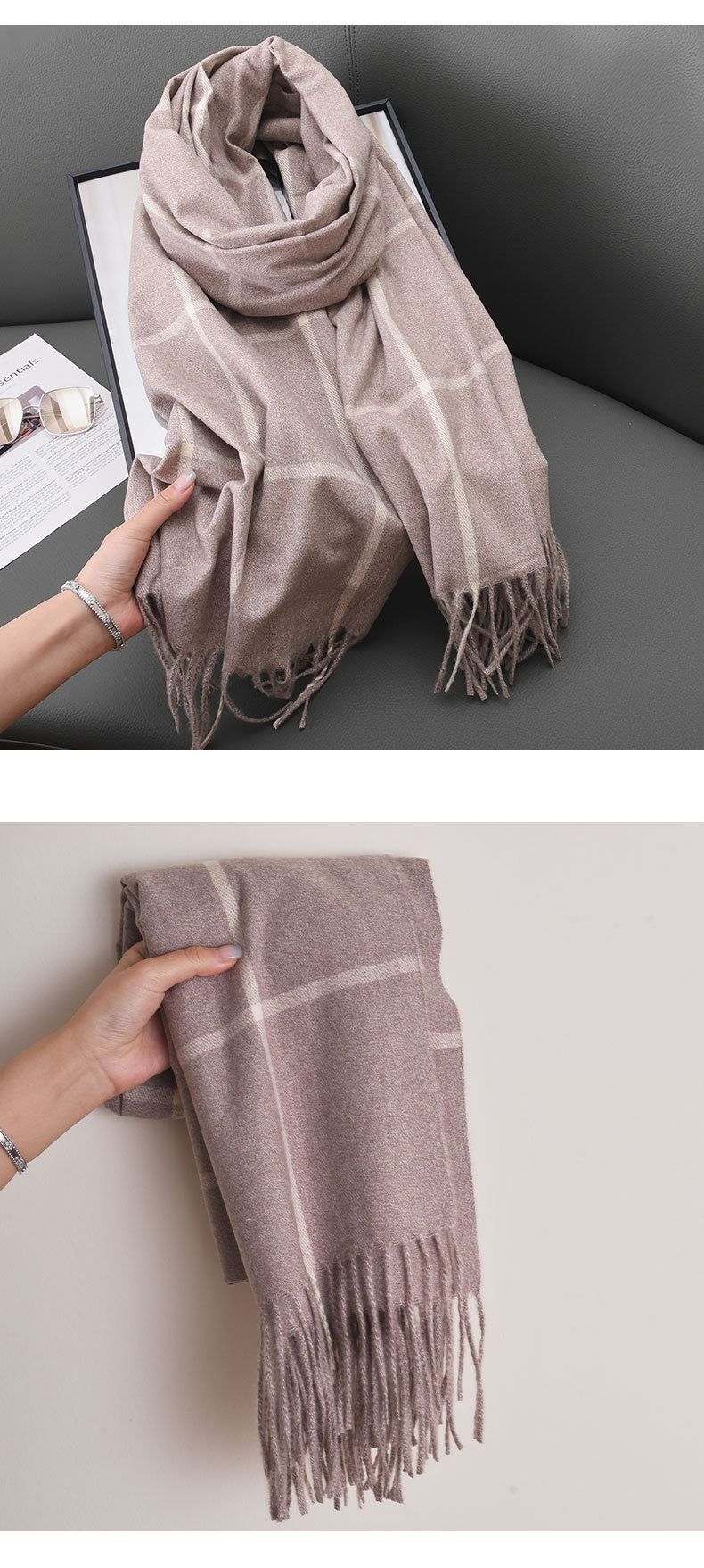 Women's Modern Style Classic Style Lattice Polyester Scarf display picture 3