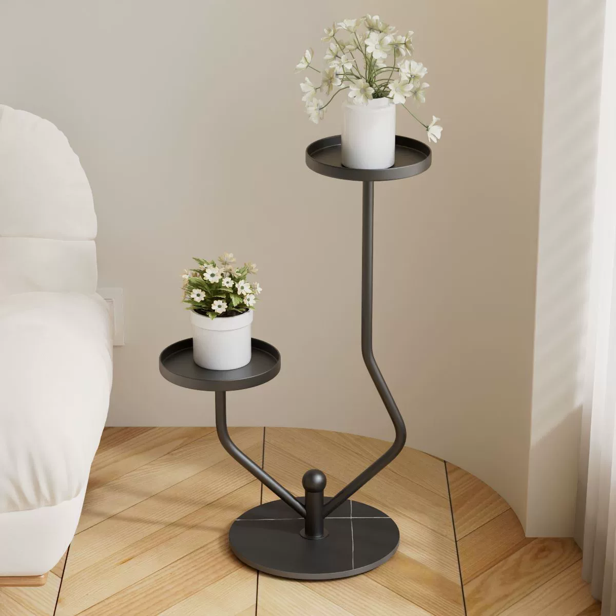 Креативный дизайн, стеллаж для хранения в гостиной, домашний и уличный железный горшок для растений, современный простой двухслойный напольный цветочный стеллаж