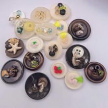 花朵串珠纽扣四眼手工钉珠扣毛衣针织衫大衣西服外套开衫外衫扣子