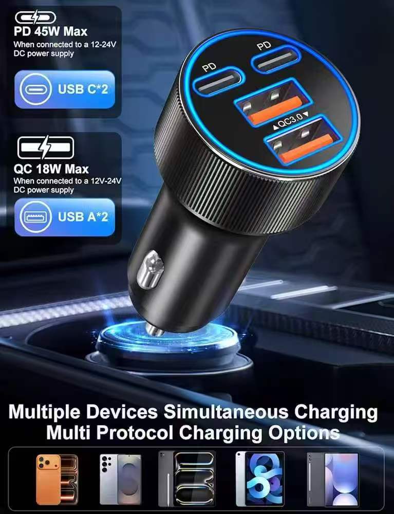 New Car Charger Fast Charging Pd45W Metal Car Charger Multifunctional Super Fast Charging Dual Qc30 Car Charger Manufacturer