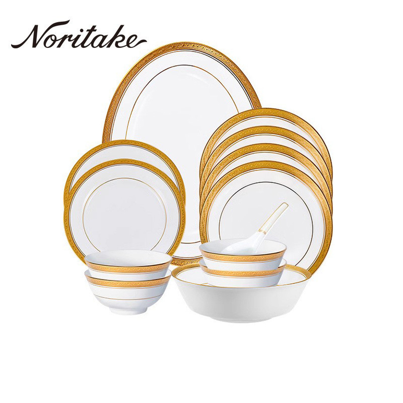 Noritake Shiwu CRESTWOOD European-style household imported tableware suit ceramic Chinese plate bowl and Dish combination