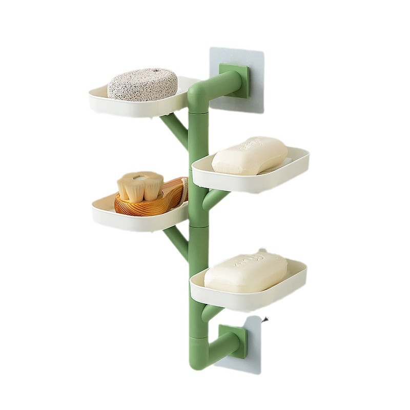 Caja de jabón colgada en la pared para inodoro giratorio drenaje de agua sin perforación de perforación de jabon multicapa colgada en la pared