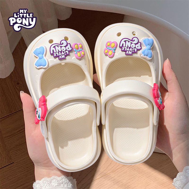 Pony Polly 2024 Summer New Girls Cave Shoes Cartoon Cute Home Outdoor Sandals Women's Baby Big Kids
