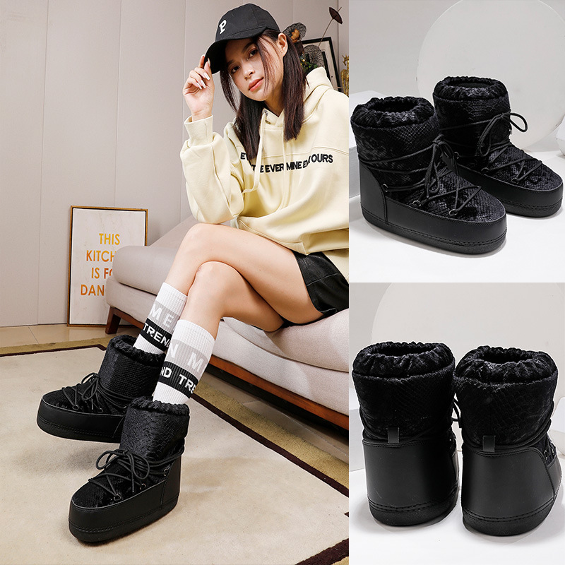 Botas de nieve Space Boots 2026, talla grande, para esquí, estilo moon boot, elección de influencers, de media pantorrilla, con forro de felpa grueso, para invierno