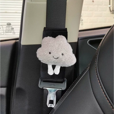 Seatbelt Shoulder Pad Winter Plush: Seat belt shoulder pad - 1-gray-cloud-shoulder-pad
