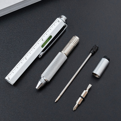 Multifunctional tool pen six-in-one level scale touch screen pen one-word cross double-headed screwdriver ballpoint pen
