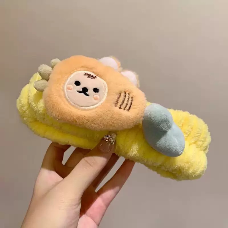 Caricatura verde rana correa de cabello mujer nuevo lindo gran ojo correa de cabello lavar la cara correa de cabello máscara de Navidad tocado