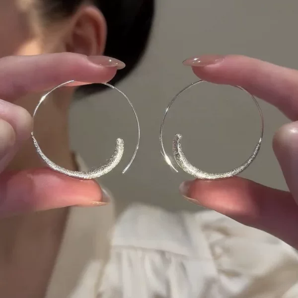 Casual Metal Style Frosted Hoop Earrings European and American Fashion Exaggerated Earrings with Light Luxury and High-End Versatile Earrings