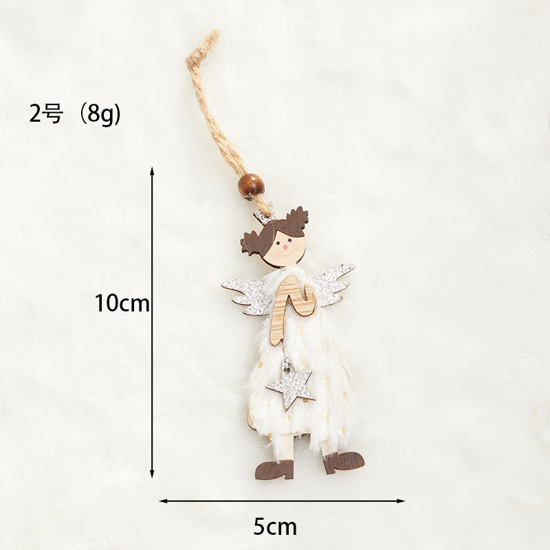 Angel rosa chica de madera Navidad colgante decoración de Navidad colgante hombre viejo muñeco de nieve decoración de alce