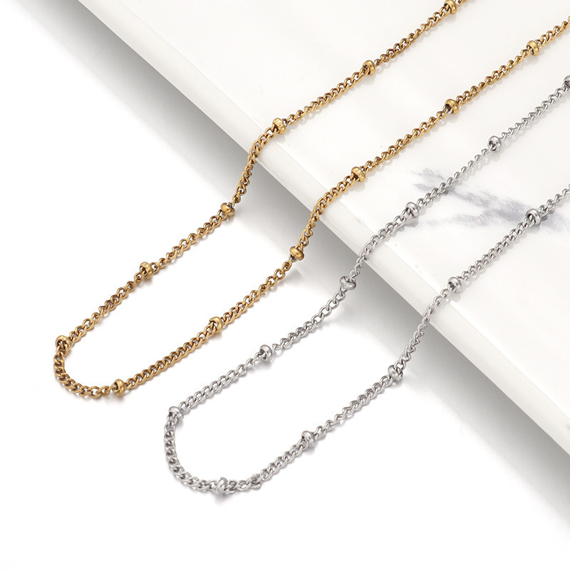 Side clip bead chain stainless steel all-match fashion clavicle chain diy handmade accessories simple non-fading jewelry chain