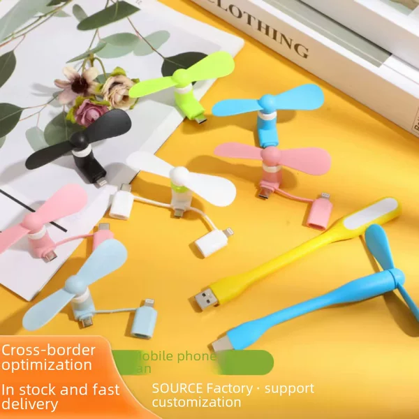 Suitable for Cross-Border USB Fans, Mini Fans, Typec Two-In-One Android V8 Huawei A5 Mobile Phone Fan Factory