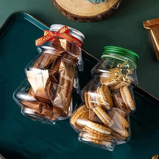 跨境批发圣诞节礼物包装瓶透明塑料饼干糖果零食瓶果汁瓶500ml|undefined