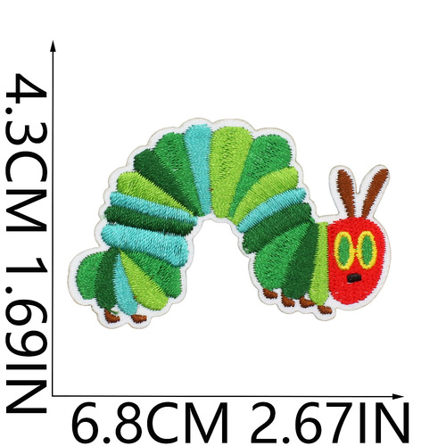 Caterpillar Embroidered Patch Bag Packaging Decor Watermelon Bug Computer Embroidery Label Rotten Apple Patch Stamp Zhangzi