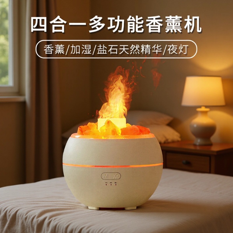 소금 돌 불꽃 아로마 테라피 기계 홈 데스크탑 아로마 테라피 가습기 창조적 인 에센셜 오일 디퓨저 재고 도매