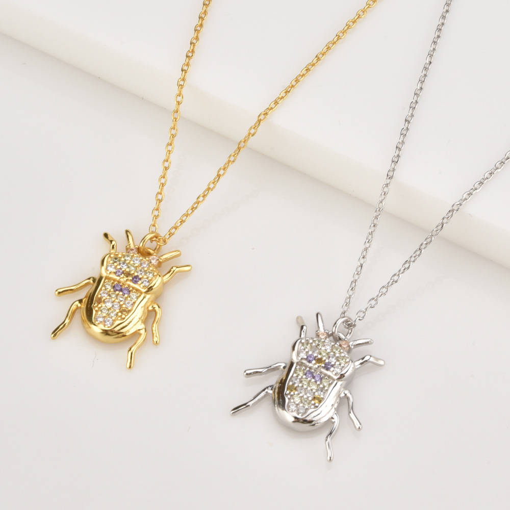 925 sterling silver Chain Material cable chain Chain Type 925 Sterling Silver Insect Pendant Necklace