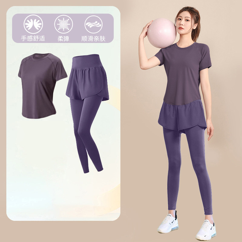 ランニングスポーツスーツ女性のための 2025 新しいフィットネストレーニングヨガ服速乾性衣類屋外プロフェッショナル通気性朝のランニング服|undefined
