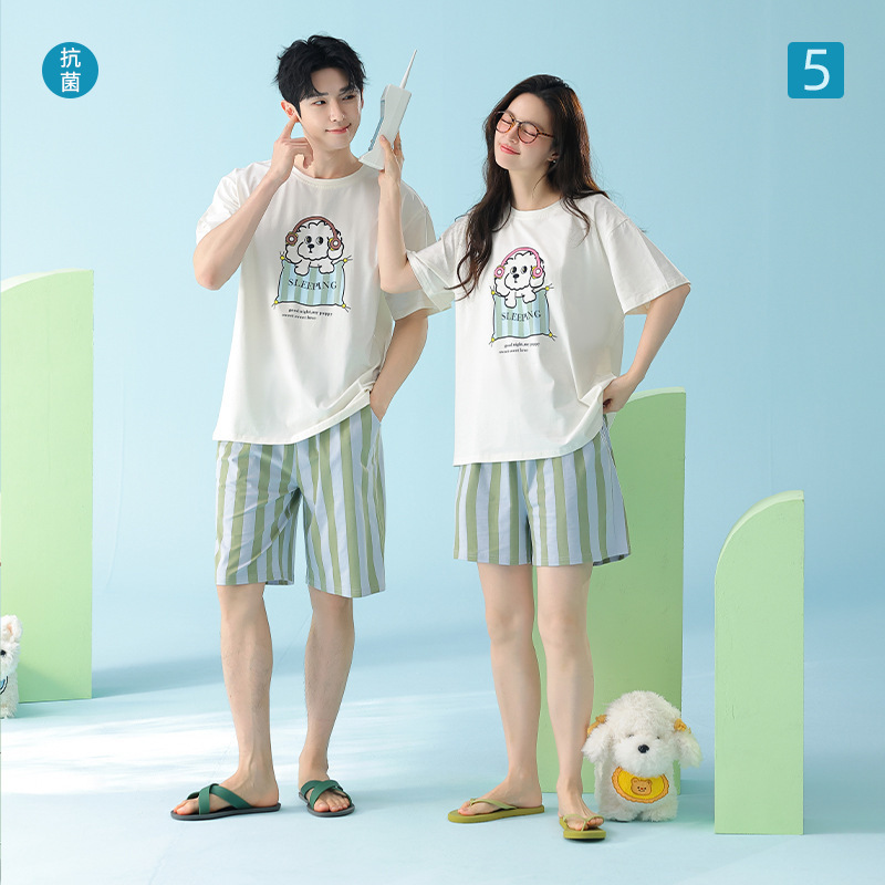 [Super Soft] Class a Cartoon Modal Summer Cool Cotton Short-Sleeve Couple Pajamas for Women and Men Homewear