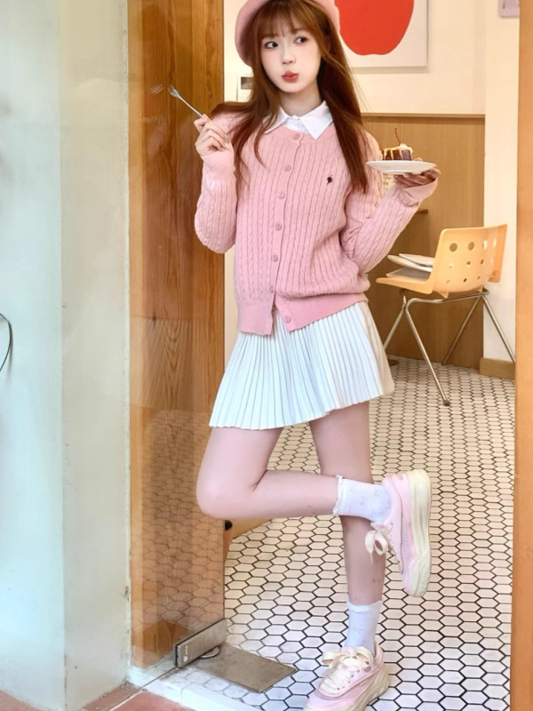 RL小马刺绣老钱风麻花针织衫女春秋经典休闲复古圆领毛衣通勤上衣|undefined