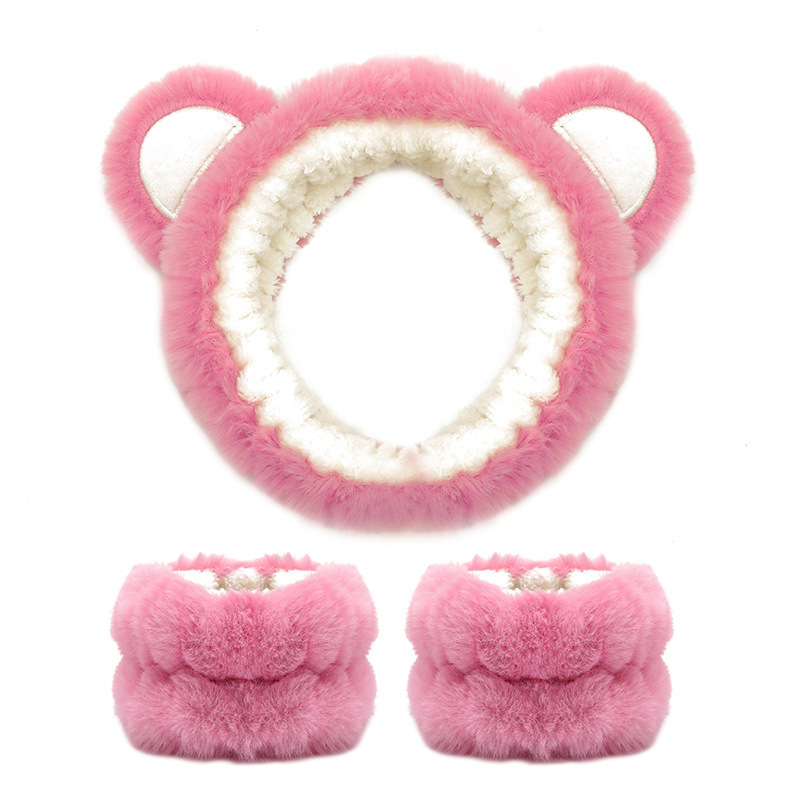 Transfronterizo cara lavado banda para el cabello correa para la muñeca Imitación Piel de conejo color sólido felpa impermeable banda para el cabello Amazon absorbente sudor-limpieza al por mayor