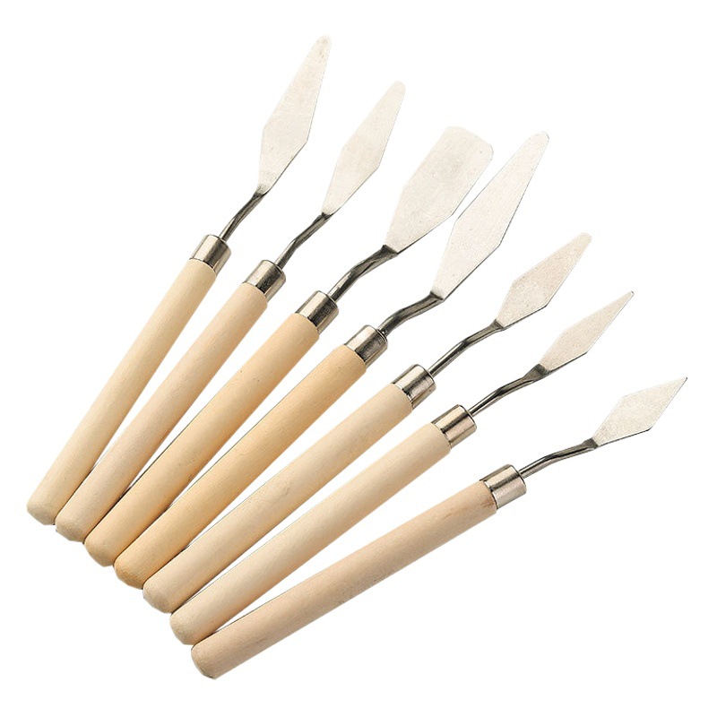 Venta directa de fábrica arte pintura al óleo raspador Acero inoxidable recoger cuchillo gouache pintura puntiaguda color mezcla pala pintura al óleo palo mini raspador