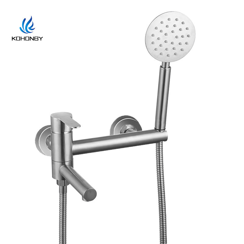 304 stainless steel bathtub faucet hot and cold shower faucet shower mixing valve switch simple set bathroom