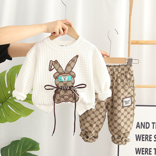 Wholesale Manufacturer  Autumn New Boys' Sweatshirt Set for 1-2-3-4 Year Old Toddlers and Babies, Casual Long Sleeve Spring Outfits