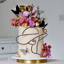 跨境ins风女神面部线条蛋糕装饰蝴蝶生日蛋糕插件38女王节蛋糕装