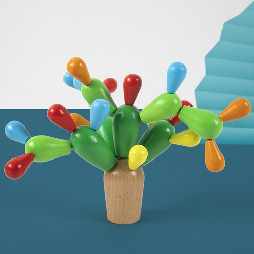 Cross-border children's wooden cactus building blocks assembly to exercise baby's hands-on ability cactus educational toys