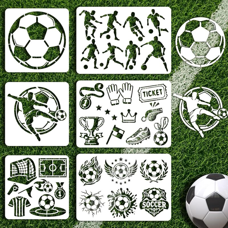 Football Hollow-Out Painting Template World Cup Wall Painting Oil Pastel Template DIY Drawing Hand-Painted Mold