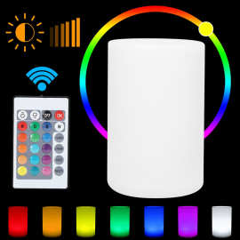 工厂跨境简约LED台灯 酒吧餐厅装饰遥控七彩USB充电 发光圆柱桌灯