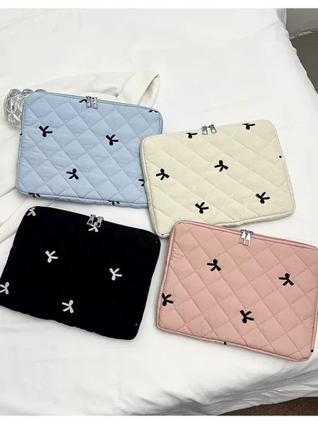 Lined bag with diamond embroidery, plush lining, anti-drop computer bag, tablet/Mac laptop protective case, cross-border factory wholesale