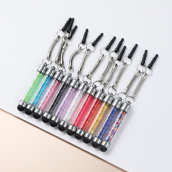Crystal pendant capacitive pen stylus bullet stylus pen with dust…