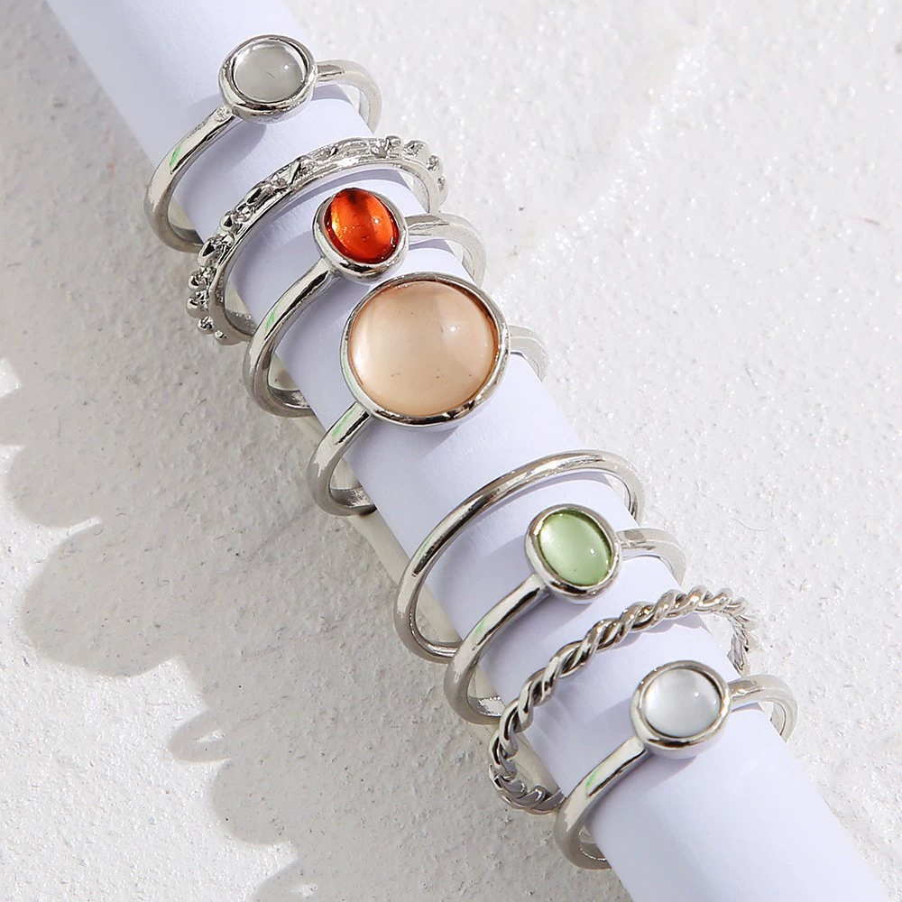 Ring multi-joint set, European style, metal adjustable stackable rings, assorted designs