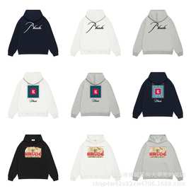 跨境RHUDE秋冬新品美潮高街经典印花字母男女同款重磅宽松卫衣衬