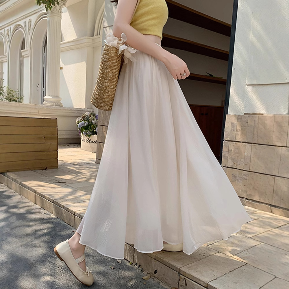 Shiffon summer thin fitted long skirt