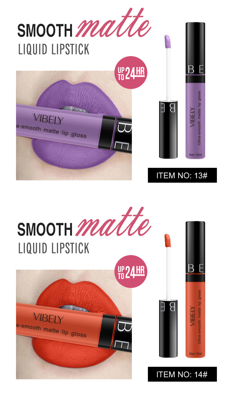 VIBELY Cross-border Makeup Amazon matte non-stick cup lip gloss Non-fading long-lasting liquid Lipstick Export version undefined