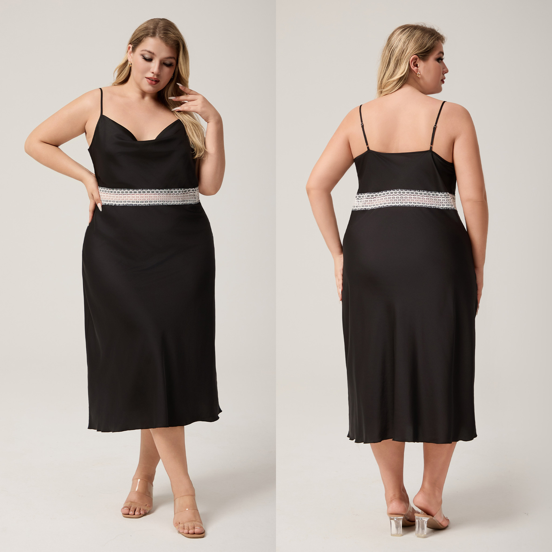 Yaoting Europa y los Estados Unidos nuevos pijamas de cabina de tamaño grande para mujeres verano satén vestido de pijama sexy ropa larga para el hogar CQ3817