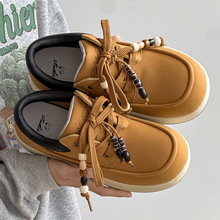 黄色袋鼠鞋时尚休闲鞋厚底增高工装靴男子防滑户外轻便鞋情侣鞋潮