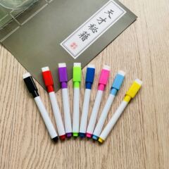 Manufacturer wholesale black color colored whiteboard markers with creative brush water-based environmentally friendly small size erasable pens with advertising LOGO engraving