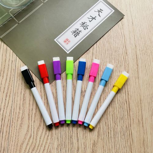 Manufacturer wholesale black color colored whiteboard markers with creative brush water-based environmentally friendly small size erasable pens with advertising LOGO engraving