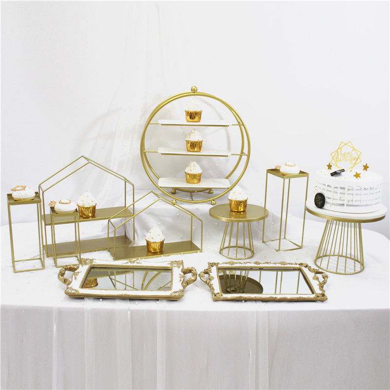 Decoración de mesa de postre de estilo europeo soporte de exhibición té de la tarde plato de merienda estante de la torta comida fría té romper la mesa decoración Arreglo de La boda