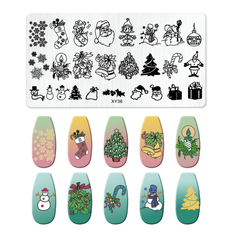 美甲印花钢板爆款雪花圣诞 NailSteelPlate转印指甲模板工具批发|undefined