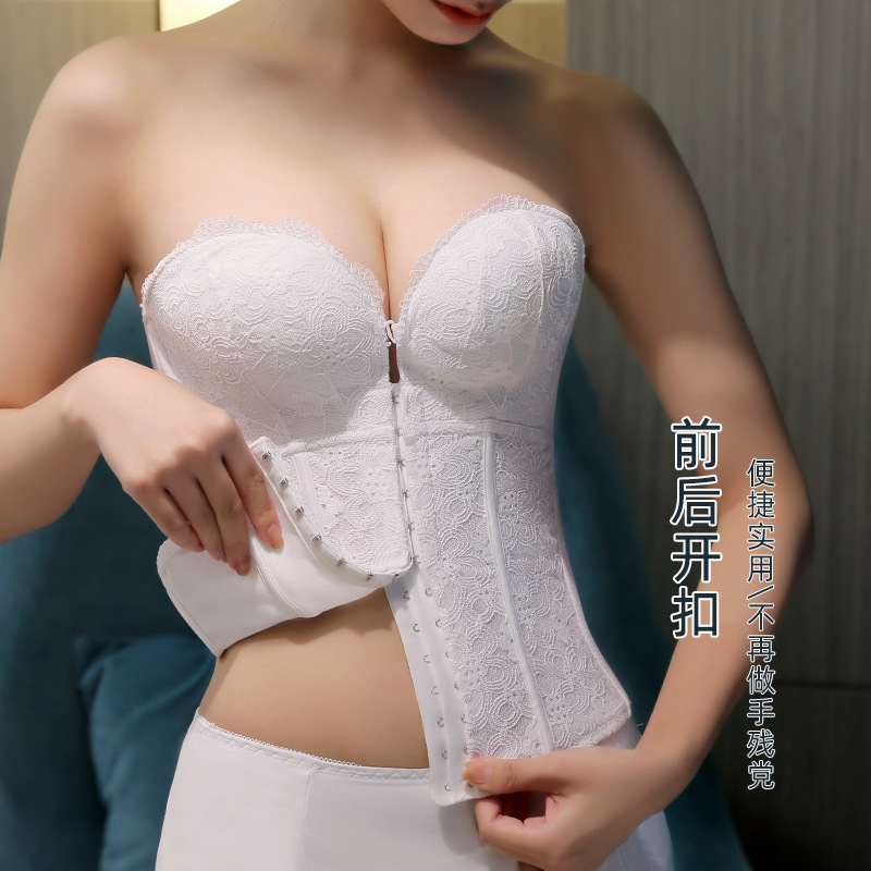 目に見えない肩ベルトのウェディングドレスはブラジャーの小胸を矯正します。|undefined