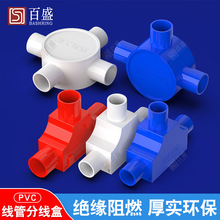 PVC带盖3 4分线盒三四通16 20孔线管过路吊顶盒司令箱圆明装底盒