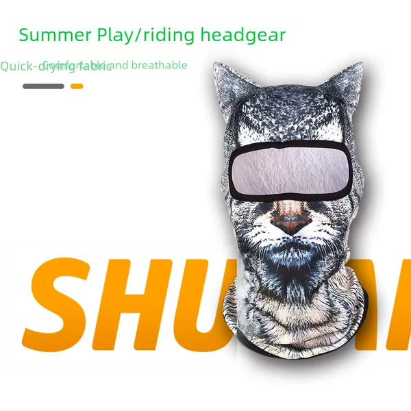 Sunscreen outdoor mask 3D pattern digital printing wholesale animal headgear UV protection face Gini riding headgear
