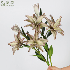 仿真3头重瓣贝拉百合假花婚礼插花婚庆家居百合花家居假花装饰